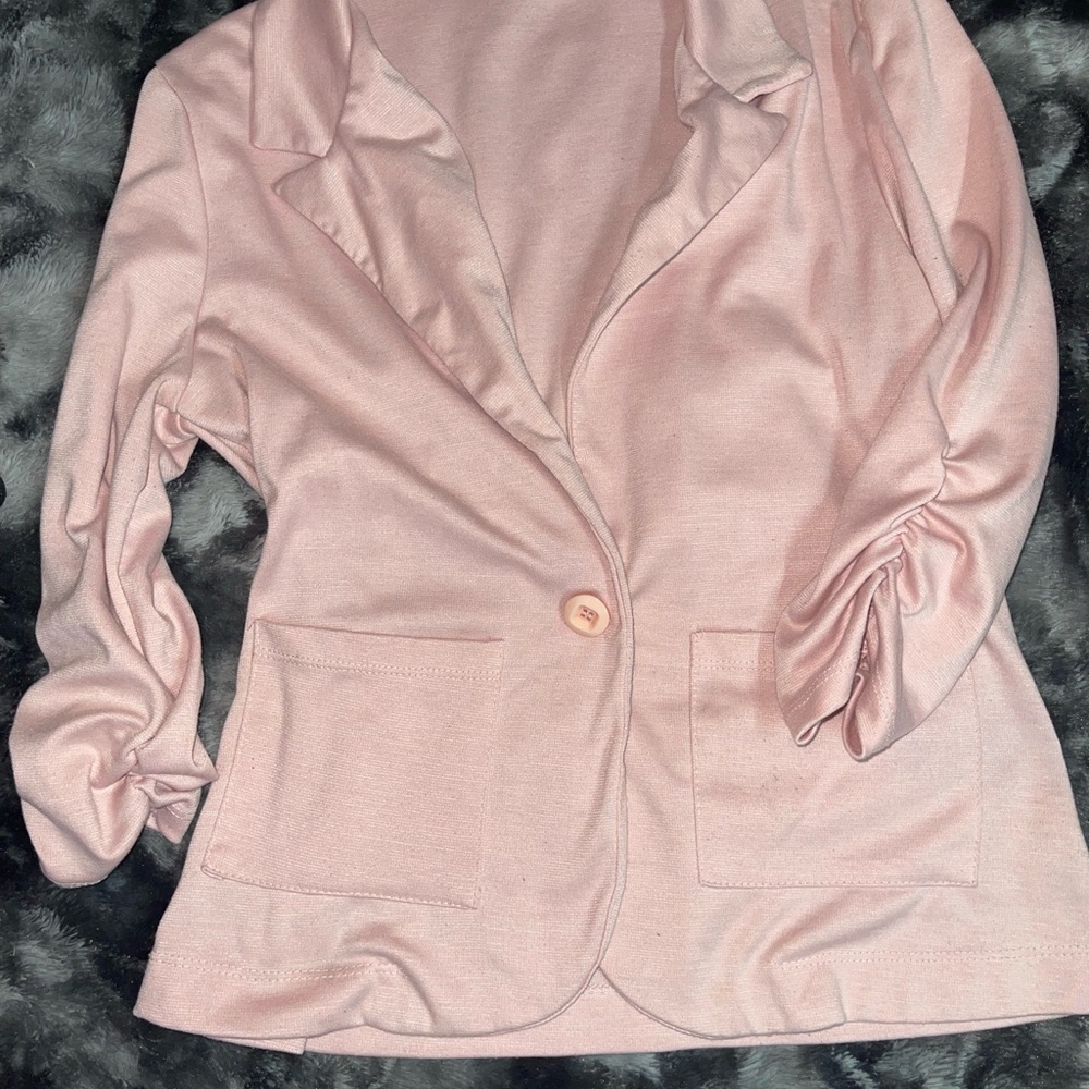 Elegant Pink Women's Blazer Charlotte Russe Ruched sleeves